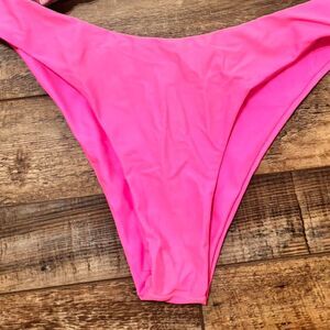 SHEIN Medium Women's High Rise Swimwear Beach Vacation Hot Pink Bikini Bottoms